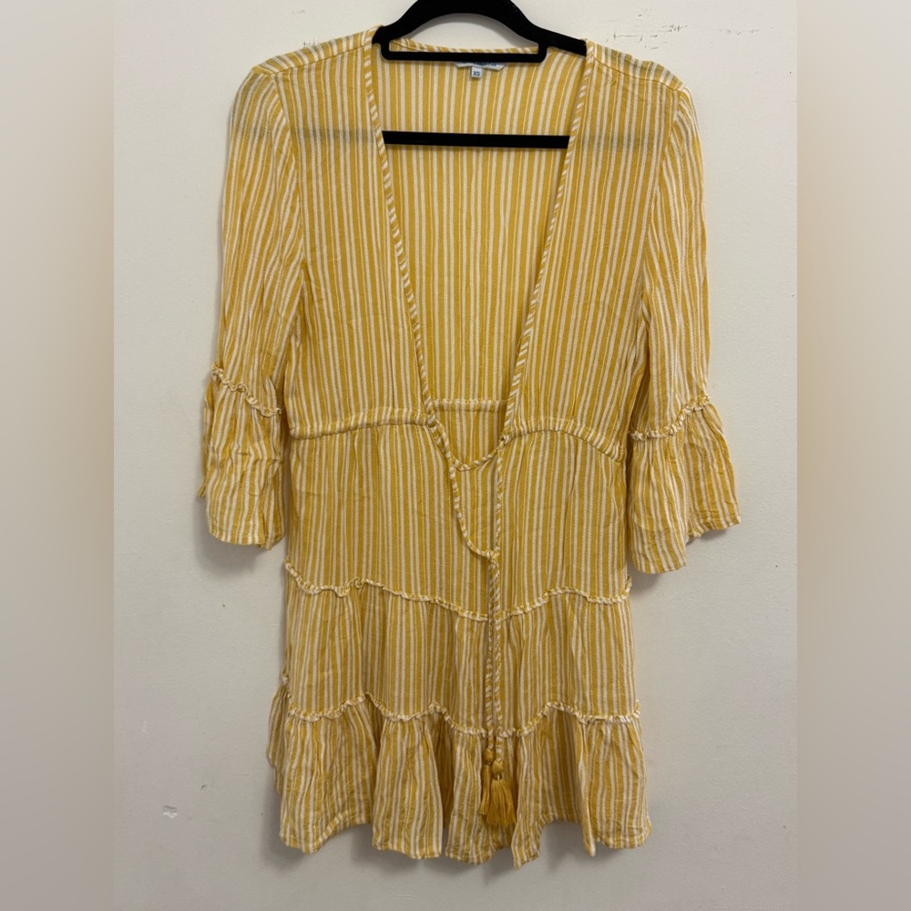 Blue Island Mustard and White Striped Dress